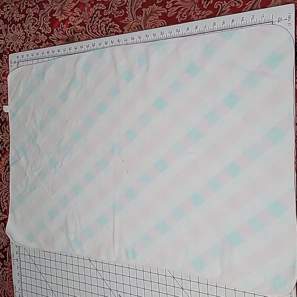 Flannel Baby Receiving Blanket, Comfort Pink, Blue, White Argyle Pattern Vintage